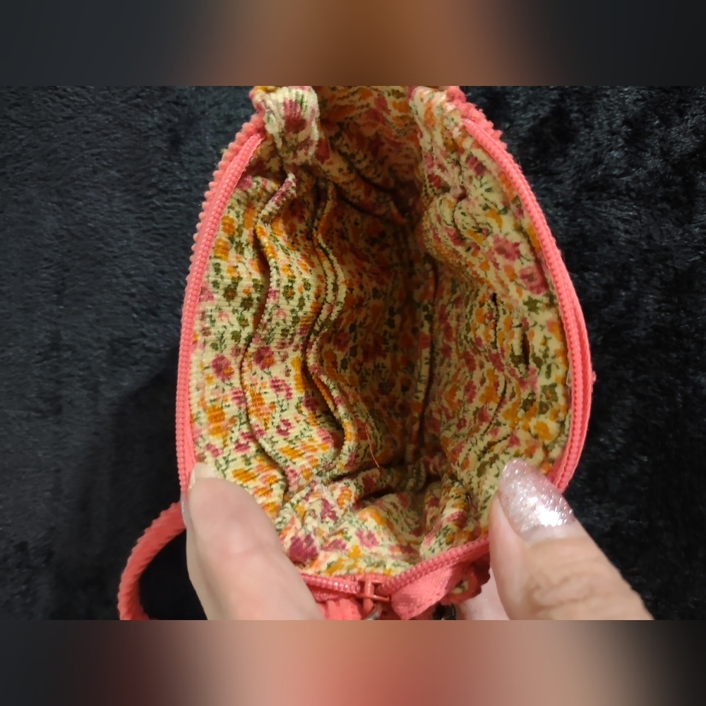 HANDMADE Little Girl's Embroidered & Beaded Coral Corduroy Purse - Picture 6 of 12